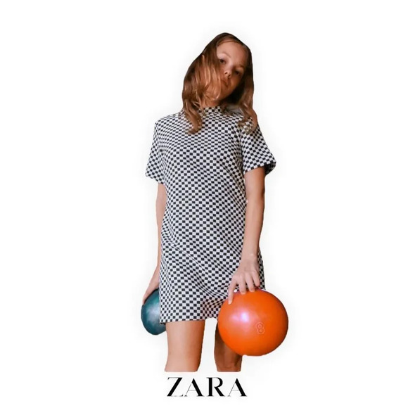 ZARA | Black and White | Check Short Dress - Picture 7 of 9